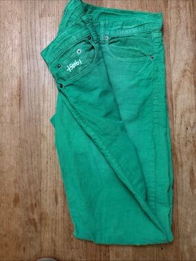 Ksubi Emerald Green Corduroy Jeans with White Rivet
